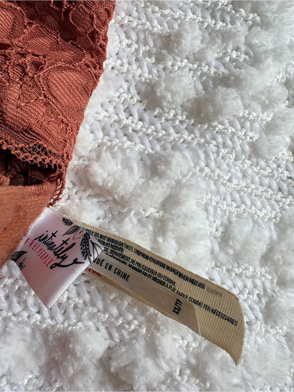 Free People Terracotta Orange Lace Halter Neck Bra Size XS Cottagecore Minimalis - Picture 8 of 9